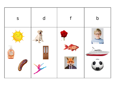 Speech Language S, D, F, B match game
