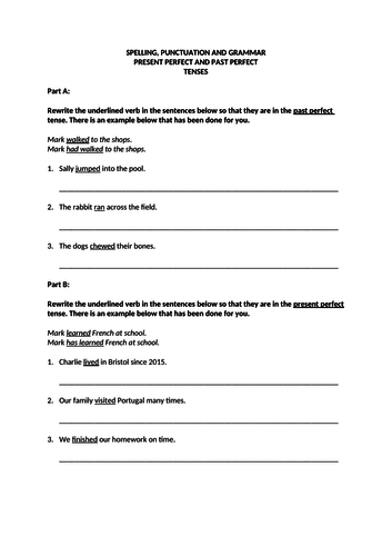 Year 6 SPaG - Progressive Tense & Perfect Tense