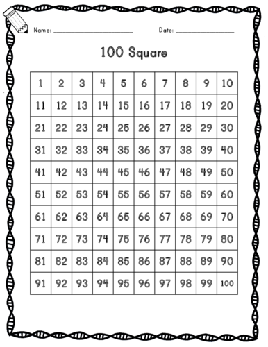 100 Square with different borders