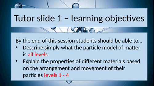 Activate 1 Matter:The particle model  Year 7 KS3 chemistry (non-specialist friendly) lesson 1.