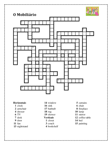 Mobiliário (Furniture in Portuguese) Crossword