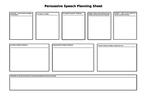Persuasive Writing - Planning Sheet