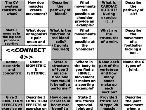 Cambridge Technical Level 3 Sport Unit 1 & 3 connect 4