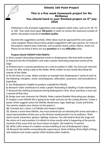 KS3 Othello Acts 1-3 lessons and assessment