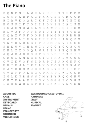 The Piano Word Search | Teaching Resources