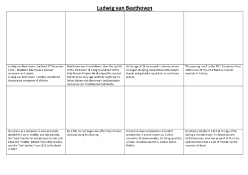 Ludwig van Beethoven Comic Strip and Storyboard