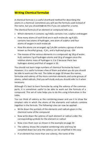 Writing chemical formulae | Teaching Resources
