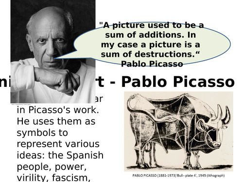 Pablo Picasso Bull Lithograth Lesson