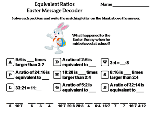 Equivalent Ratios Easter Math Activity: Message Decoder