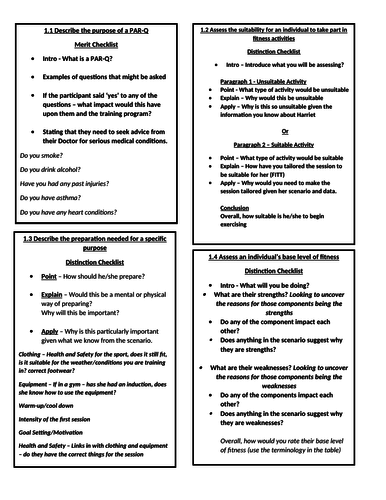 V CERT Health and Fitness Level 2 Unit 3 Checklist