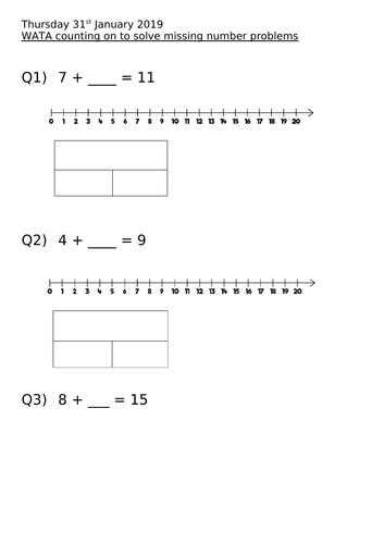 Solve missing number by counting on