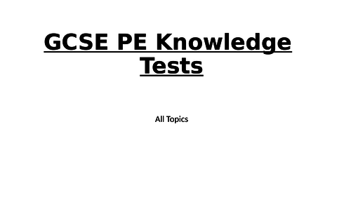 GCSE PE Knowledge Tests