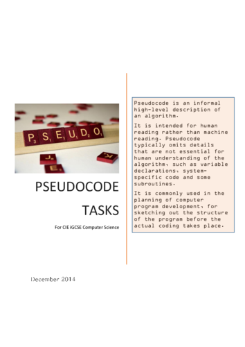 CIE Pseudocode Python Task Booklet