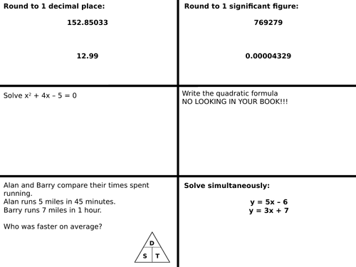 Mixed higher GCSE revision starters (79)