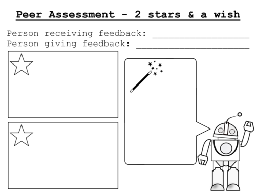 Peer Feedback - 2 Stars & A Wish - Feedback Slip