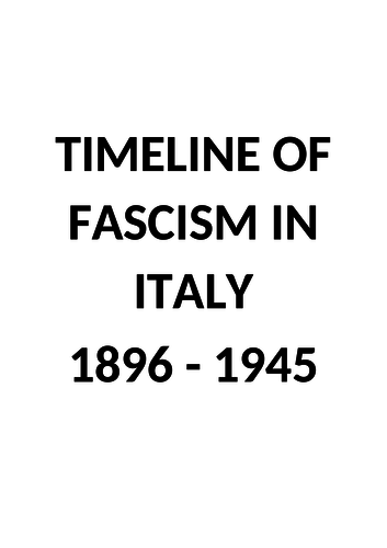 Timeline of Fascist Italy 1896-1945