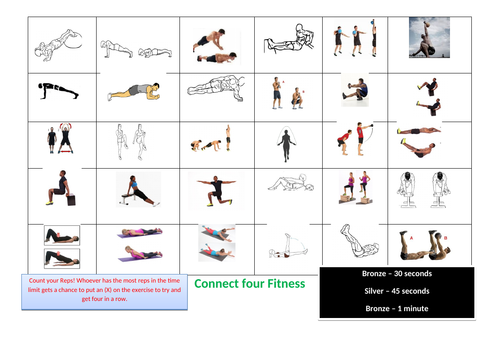 Connect Four Fitness Card