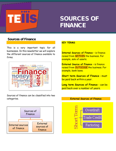 Sources of Finance - Revision newsletter