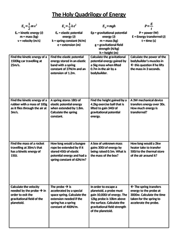 Energy Transfer Equations