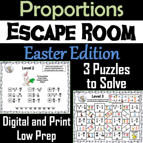 Solving Proportions Game: Escape Room Easter Math Activity