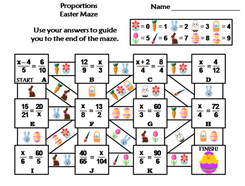 Proportions Activity: Easter Math Maze