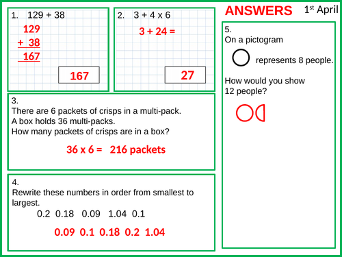 Year 6 SATs Review Starter - April