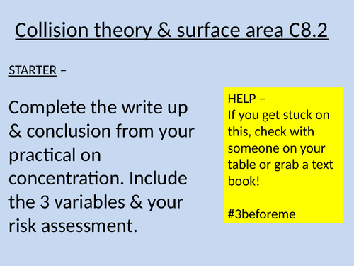 Collision theory & Rates of reaction