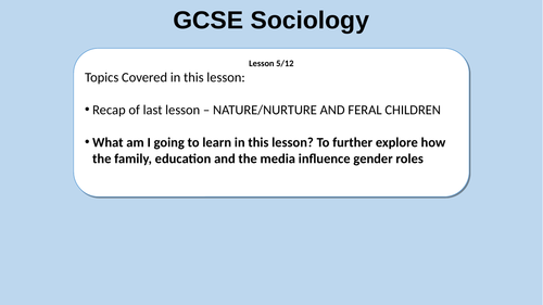 GCSE Sociology WJEC new spec - gender socialisation