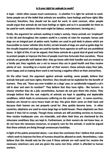 Should animals be used for work? Balanced argument