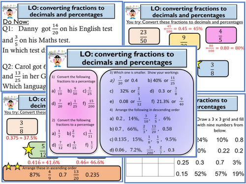 Converting Fractions to decimals and percentages