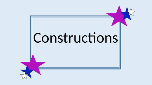 Constructions (with angle bisectors, line bisectors and triangle construction)
