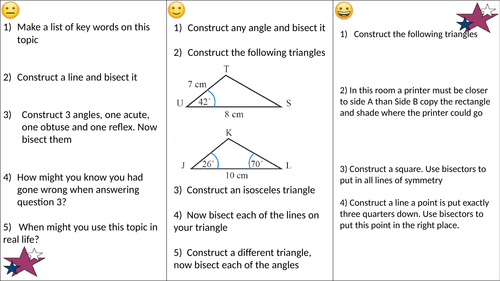Constructions differentiated worksheet