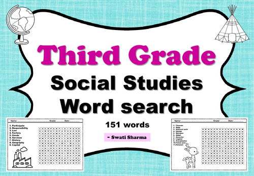 Third Grade Social Studies, Word Search Worksheets