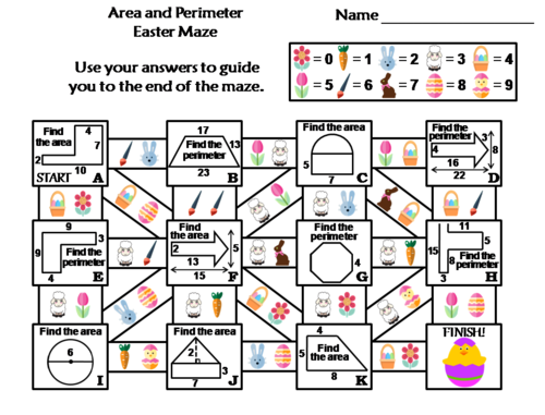 Area and Perimeter Activity: Easter Math Maze