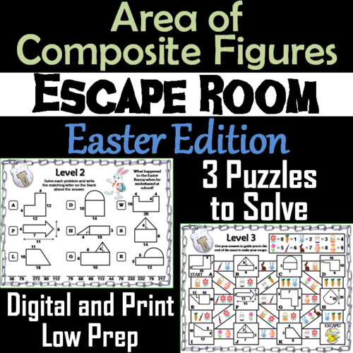 Area of Composite Figures Game Geometry Escape Room Easter Math