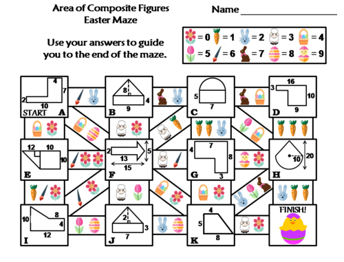 Area of Composite Figures Activity: Easter Math Maze