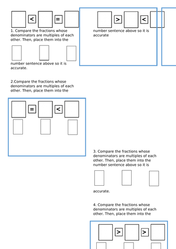 Comparing fractions with denominators that are multiples of each other Y5