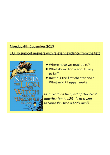 The Lion, The Witch and The Wardrobe - Reading Lesson; Finding Evidence in the text (Y4/5)