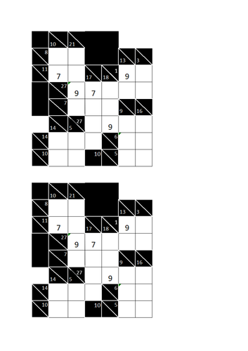 KS3 KS4, Kakuro Puzzles, two simple puzzles with solutions