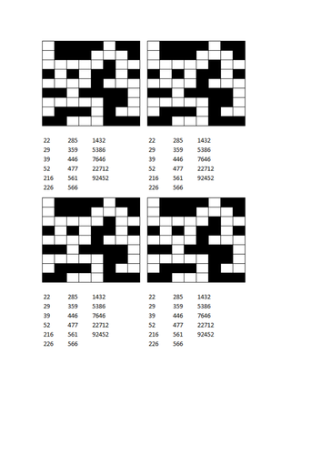 KS3, KS4 number fit / number fill puzzle, great for a starter