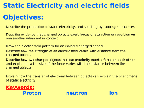 AQA P2.10 ( Physics spec 4.2 - exams 2018) - Static electricity and electric fields (TRIPLE ONLY)