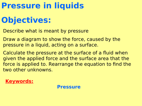 New AQA P5.7 (New Physics spec 4.5 - exams 2018) - Pressure in fluids + upthrust (TRIPLE ONLY)