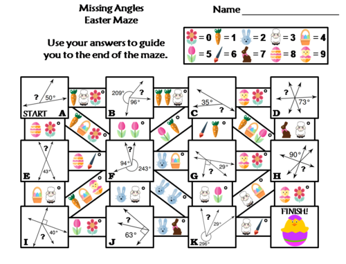 Missing Angles Activity: Easter Math Maze