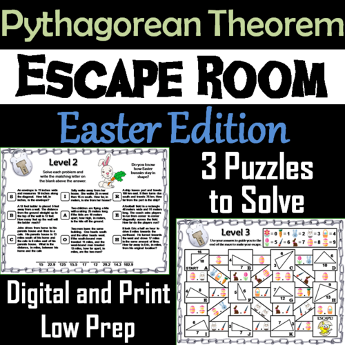Pythagorean Theorem Game: Geometry Escape Room Easter Math Activity