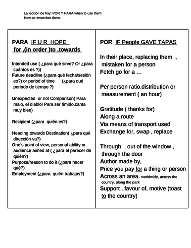 POR Y PARA when to use and how to remember when to use them