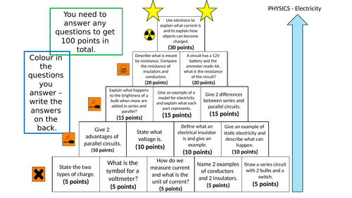 KS3 Electricity Revision Pyramid & Answers
