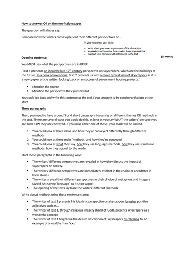 How to answer Q4 on AQA paper 2 English Language