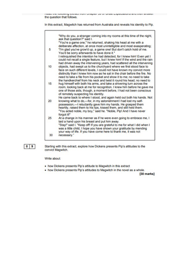 Great Expectations AQA or OCR pack of mock extract questions GCSE Literature 9-1