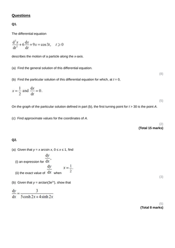 Further Maths - Edexcel - A Level - Questions by Topic | Teaching Resources