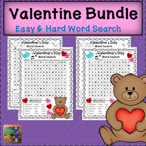 Valentine's Day Word Searches - Easy and Hard